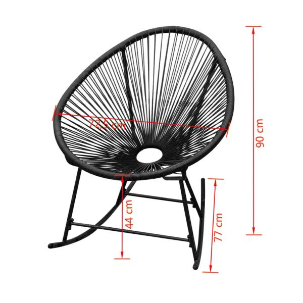 ARDEBO.de - Garten-Schaukelstuhl Schwarz Poly Rattan