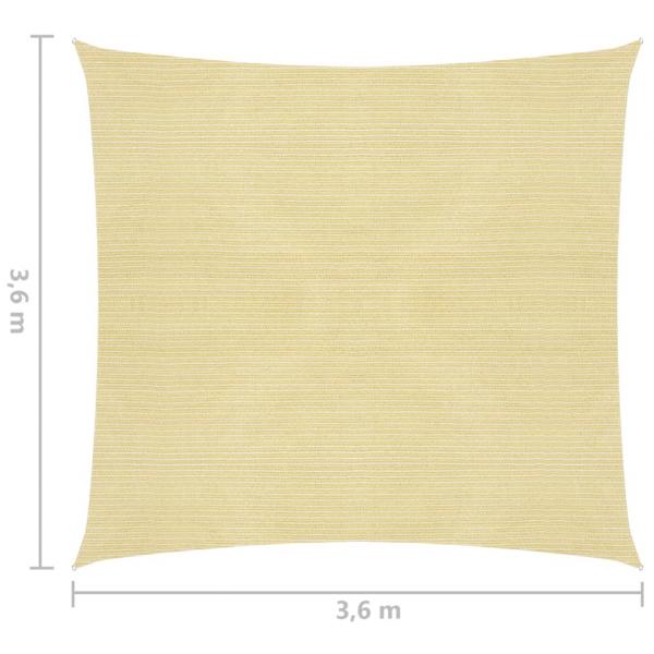 Sonnensegel HDPE Quadratisch 3,6x3,6 m Beige