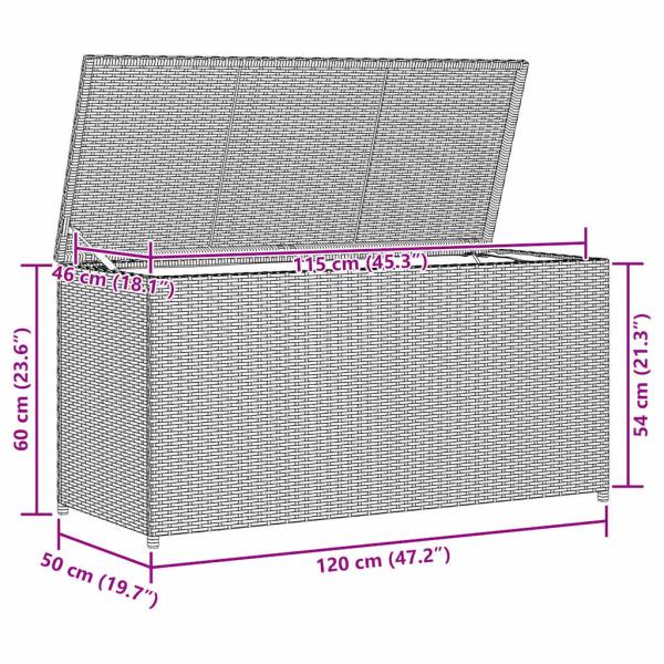 Garten-Auflagenbox Schwarz 120x50x60 cm Poly Rattan
