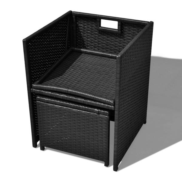 11-tlg. Garten-Essgruppe Poly Rattan Akazienholz Schwarz