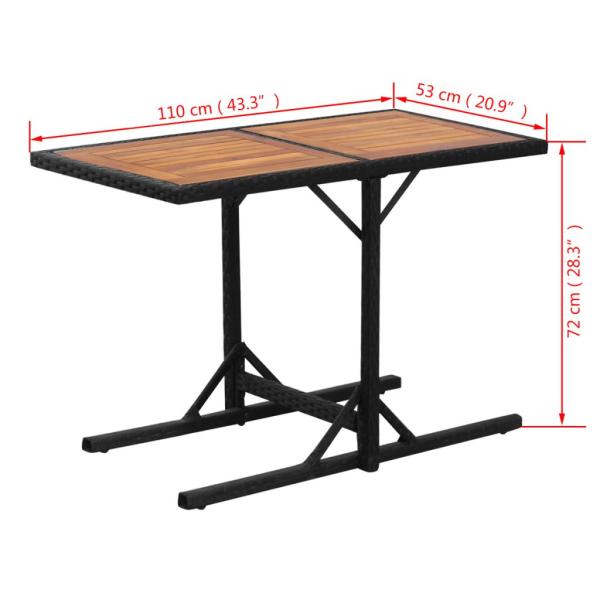 3-tlg. Bistro-Set mit Kissen Poly Rattan Schwarz