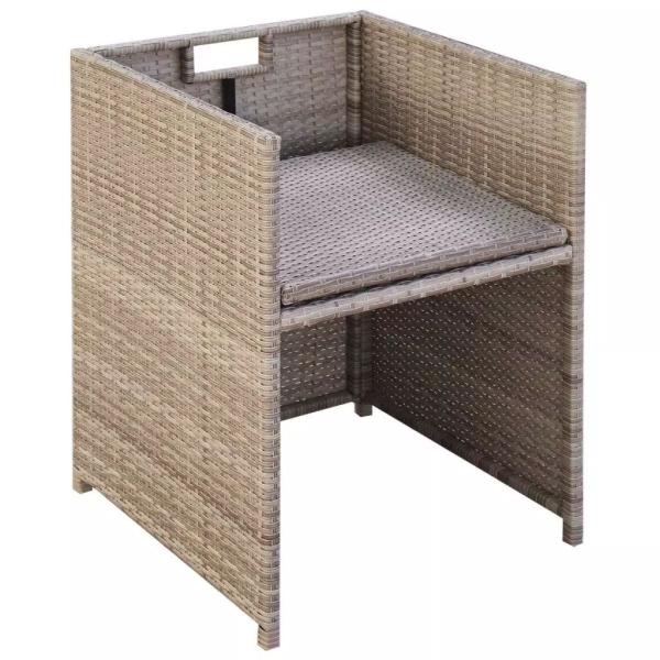 13-tlg. Garten-Essgruppe mit Auflagen Poly Rattan Beige