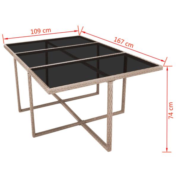 11-tlg. Garten-Essgruppe mit Auflagen Poly Rattan Beige