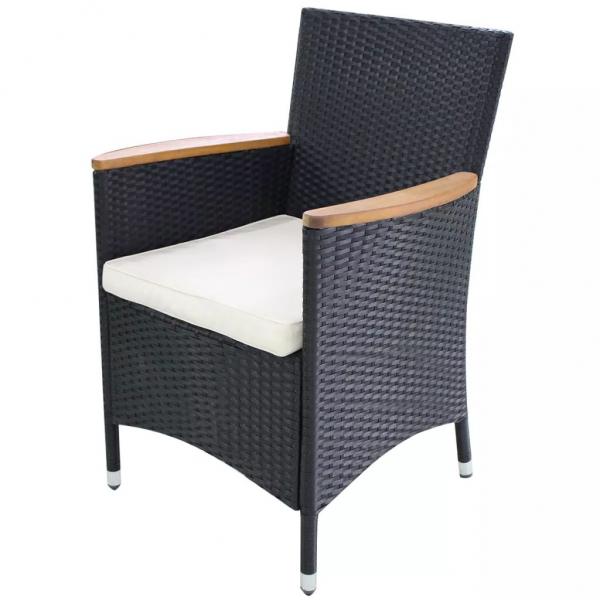 Gartenstühle 2 Stk. mit Polstern Poly Rattan Schwarz
