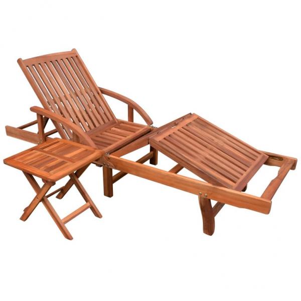 ARDEBO.de - Sonnenliege mit Tisch Massivholz Akazie