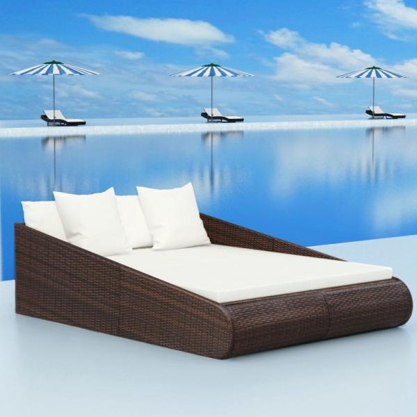 ARDEBO.de - Gartenbett Braun 110x200 cm Poly Rattan