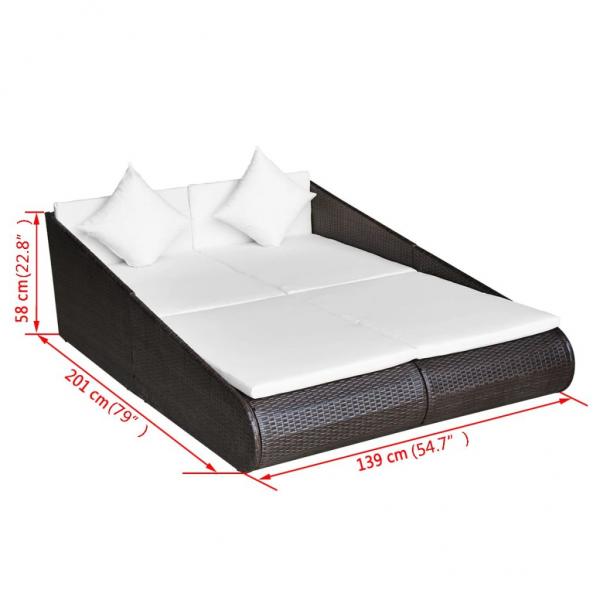Gartenbett Braun 110x200 cm Poly Rattan
