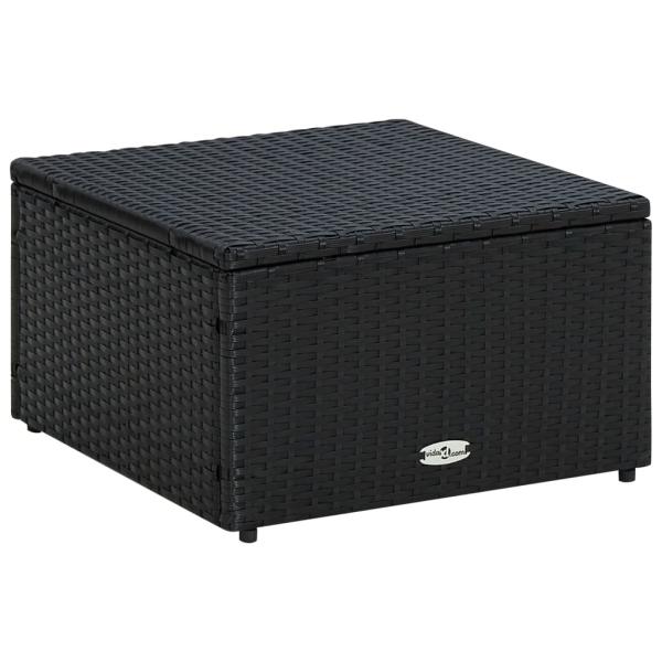 Hocker mit Kissen Poly Rattan 53×53×30 cm Schwarz 