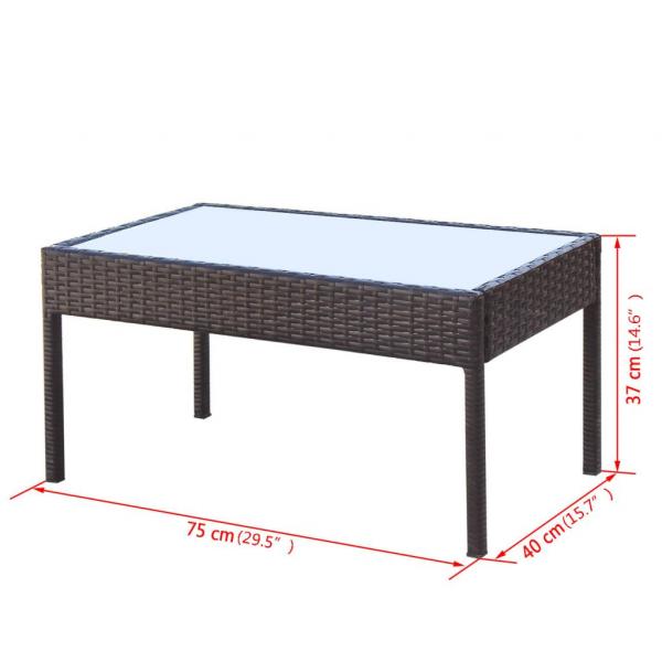 4-tlg. Garten-Lounge-Set mit Auflagen Poly Rattan Braun