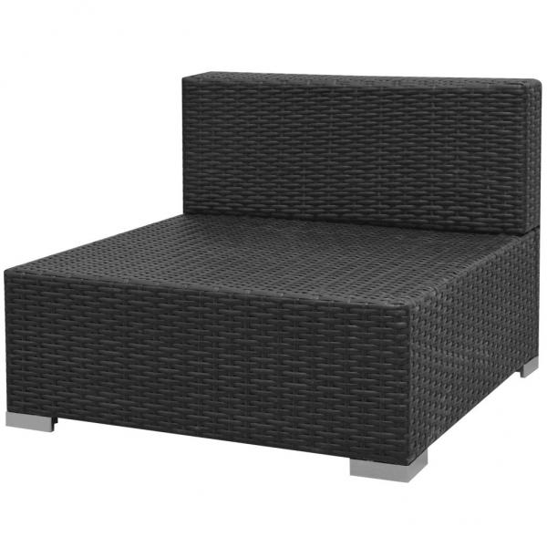 7-tlg. Garten-Lounge-Set mit Sonnendach Poly Rattan Schwarz