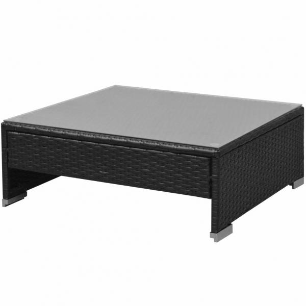 7-tlg. Garten-Lounge-Set mit Sonnendach Poly Rattan Schwarz