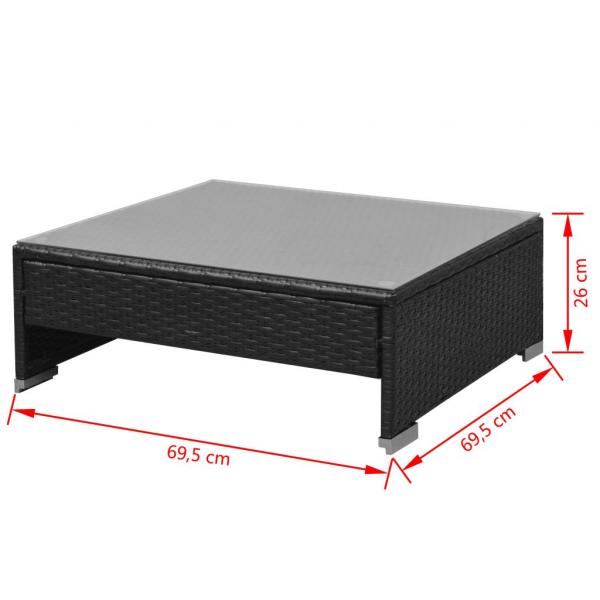 7-tlg. Garten-Lounge-Set mit Sonnendach Poly Rattan Schwarz