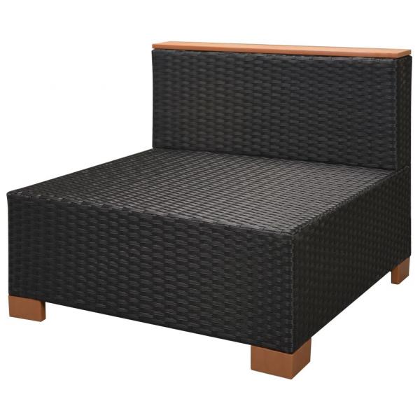 7-tlg. Garten-Lounge-Set mit Auflagen Poly Rattan Schwarz