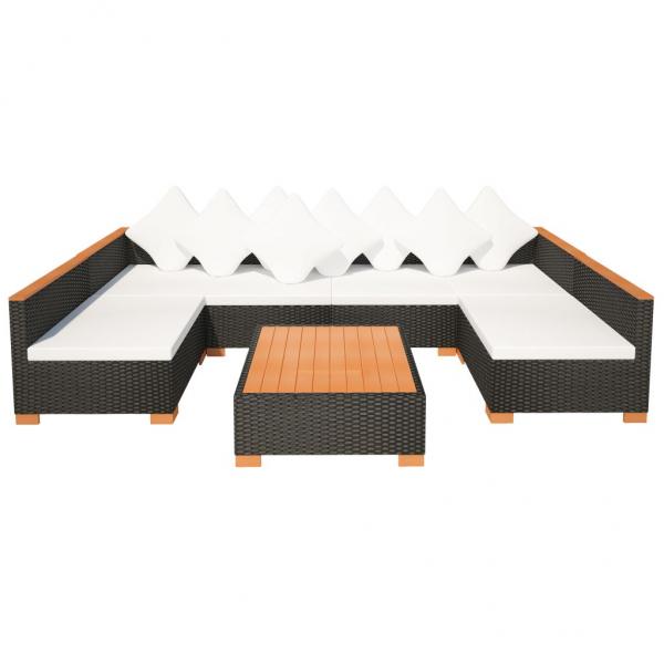 7-tlg. Garten-Lounge-Set mit Auflagen Poly Rattan Schwarz