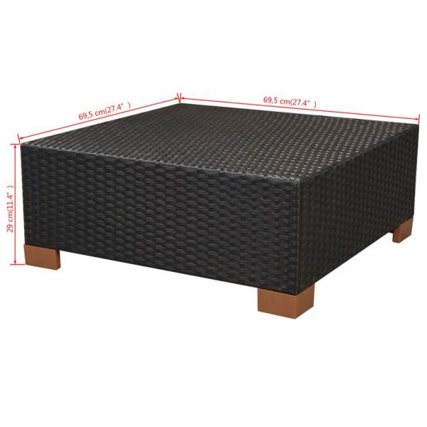 10-tlg. Garten-Lounge-Set mit Auflagen Poly Rattan Schwarz