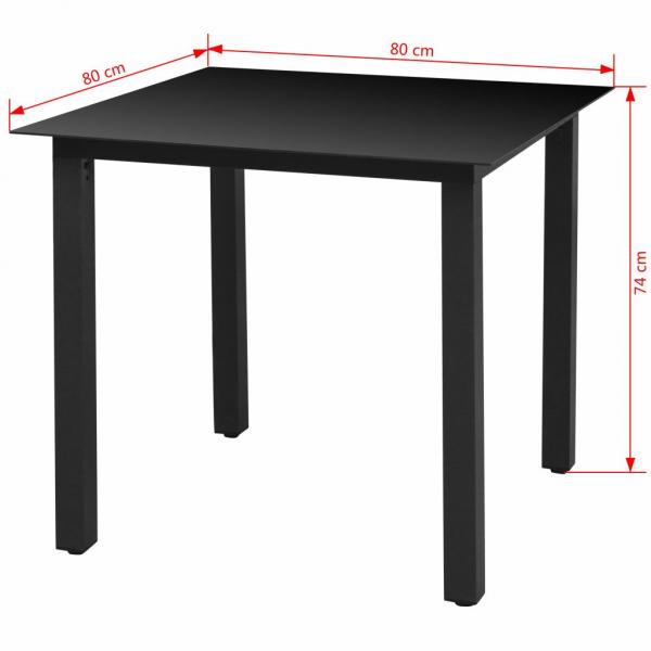 Gartentisch Schwarz 80x80x74 cm Aluminium und Glas