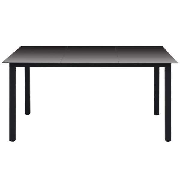 Gartentisch Schwarz 150x90x74 cm Aluminium und Glas