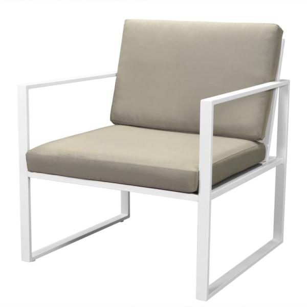 4-tlg. Garten-Lounge-Set mit Auflagen Stahl Weiß