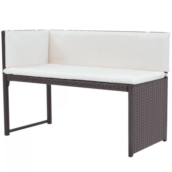 5-tlg. Garten-Essgruppe Stahl Poly Rattan Braun