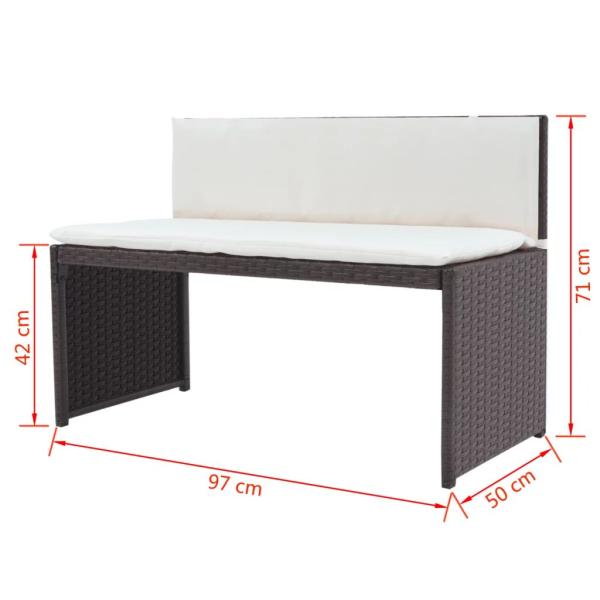 5-tlg. Garten-Essgruppe Stahl Poly Rattan Braun