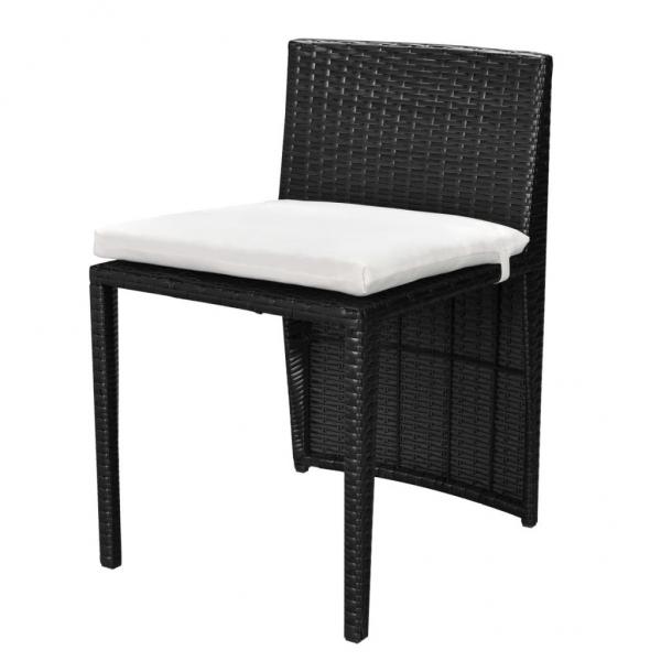 3-tlg. Bistro-Set mit Auflagen Poly Rattan Schwarz