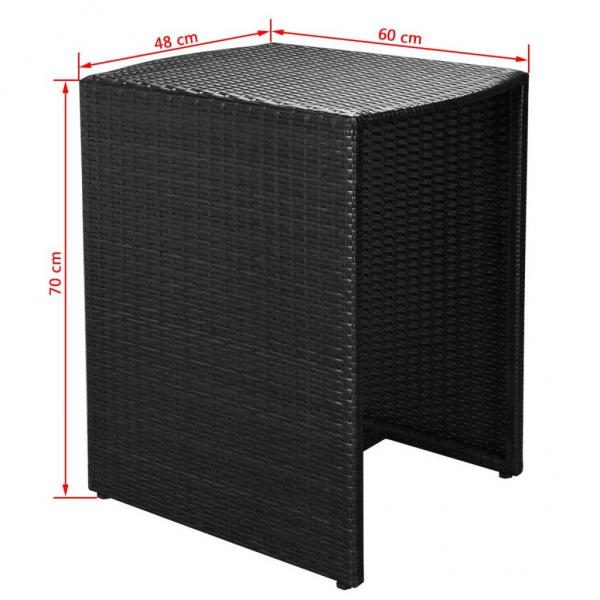 3-tlg. Bistro-Set mit Auflagen Poly Rattan Schwarz