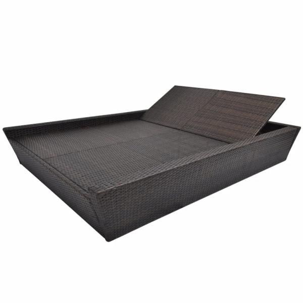 ARDEBO.de - Outdoor-Lounge-Bett mit Polster Poly Rattan Braun