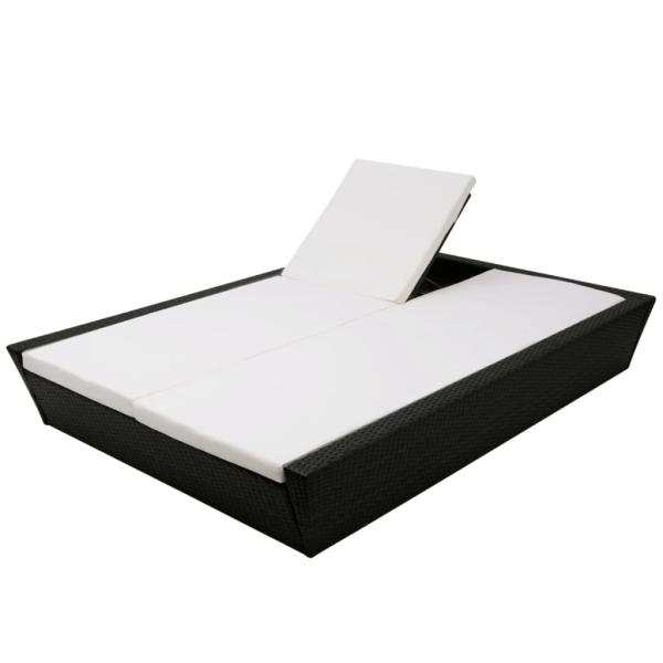 ARDEBO.de - Outdoor-Lounge-Bett mit Polster Poly Rattan Schwarz