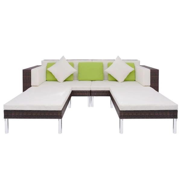 ARDEBO.de - 4-tlg. Garten-Lounge-Set mit Auflagen Poly Rattan Braun