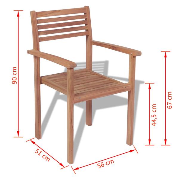 ARDEBO.de - Stapelbare Gartenstühle 2 Stk. Massivholz Teak