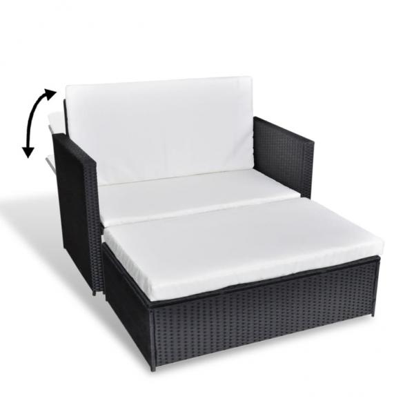 ARDEBO.de - 2-tlg. Garten-Lounge-Set mit Auflagen Poly Rattan Schwarz