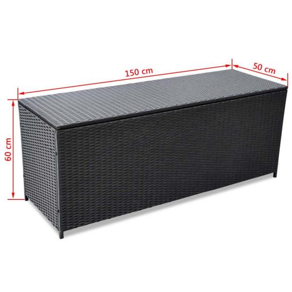 Garden-Auflagenbox Schwarz 150x50x60 cm Poly Rattan