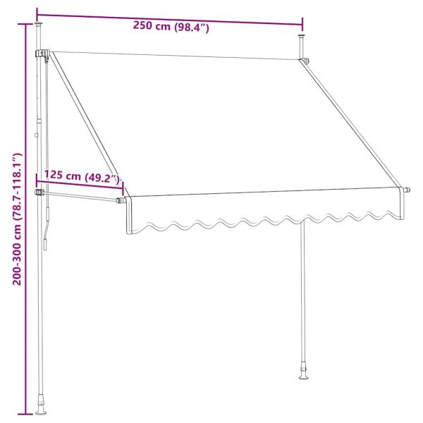 Einziehbare Markise Handbetrieben 250 cm Blau/Weiß Gestreift