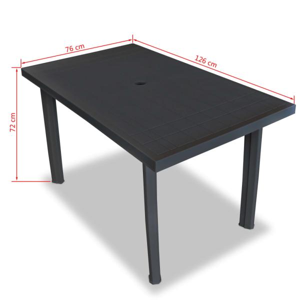 ARDEBO.de - Gartentisch Anthrazitgrau 126 x 76 x 72 cm Kunststoff