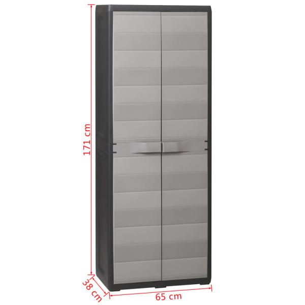 Gartenschrank mit 3 Regalböden Schwarz und Grau