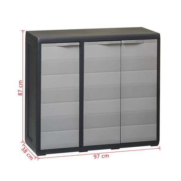 Gartenschrank mit 2 Regalen Schwarz und Grau