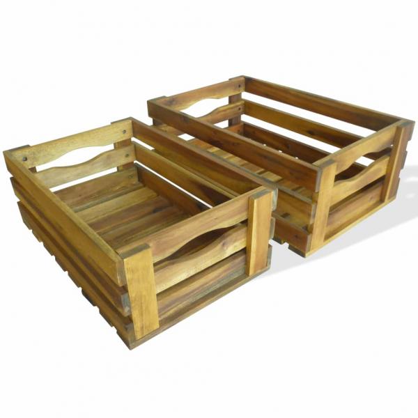 ARDEBO.de - Apfelkisten-Set 2 Stk. Akazienholz Massiv