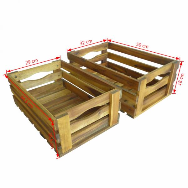 Apfelkisten-Set 2 Stk. Akazienholz Massiv