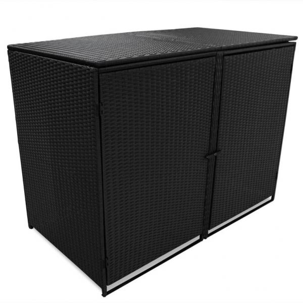 ARDEBO.de - Mülltonnenbox für 2 Tonnen Poly Rattan Schwarz 148x80x111 cm 