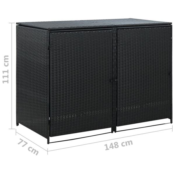Mülltonnenbox für 2 Tonnen Poly Rattan Schwarz 148x80x111 cm 