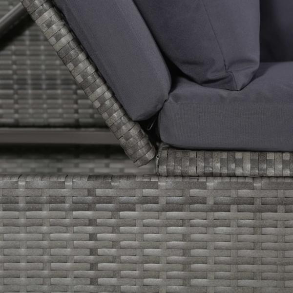 Garten-Sofabett 200x60 cm Poly Rattan Grau