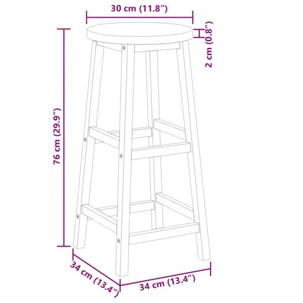 Barhocker 2 Stk. Massivholz Akazie 