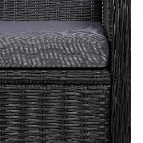 Gartenstühle mit Polster 2 Stk. Poly Rattan Schwarz  