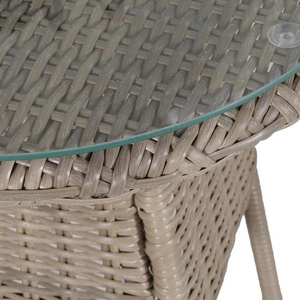 3-tlg. Bistro-Set mit Auflagen und Kissen Poly Rattan Braun