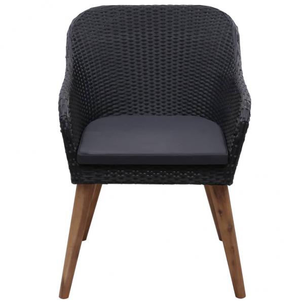 Gartenstühle mit Polstern 2 Stk. Poly Rattan Schwarz 