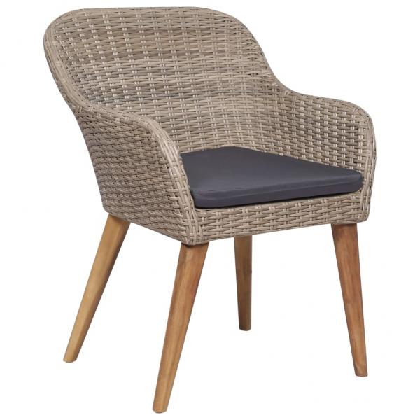 Gartenstühle mit Polstern 2 Stk. Poly Rattan Braun 