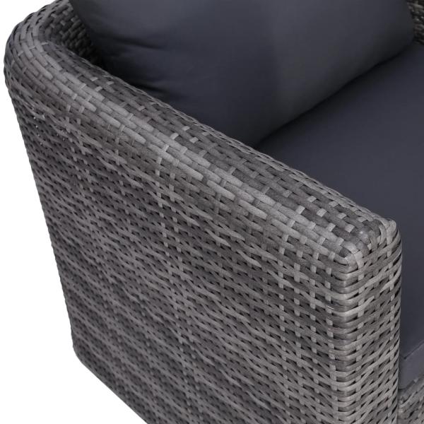 ARDEBO.de - 6-tlg. Garten-Sofagarnitur mit Polstern&Kissen Poly Rattan Grau 