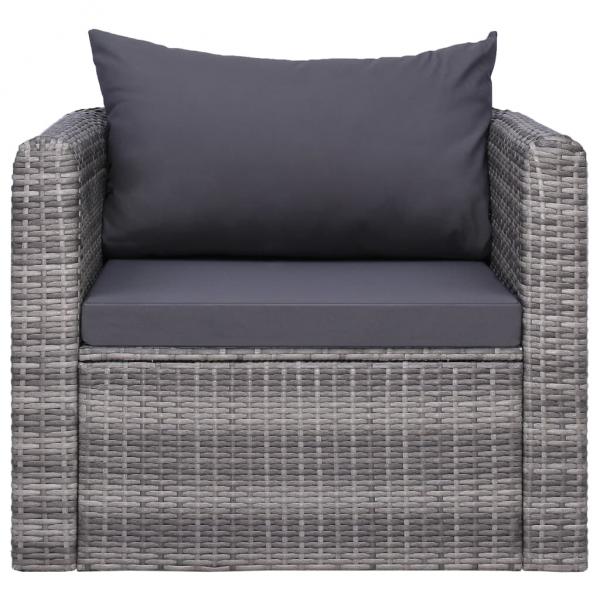 Gartenstuhl mit Polster und Kissen Poly Rattan Grau