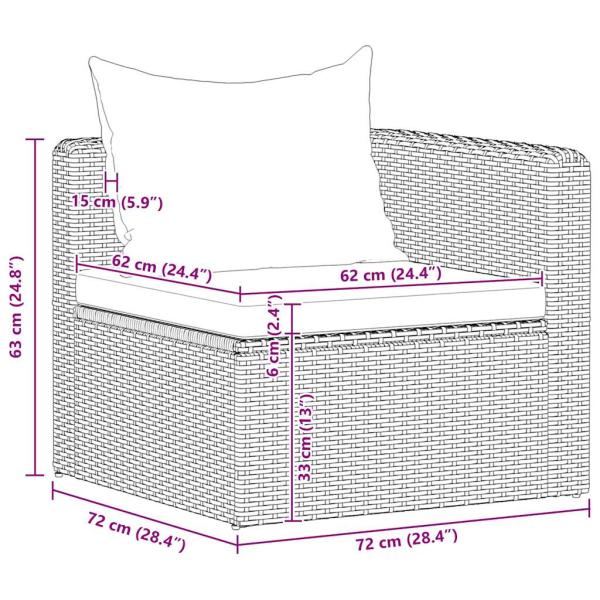 3-tlg. Garten-Sofagarnitur mit Kissen Grau Poly Rattan