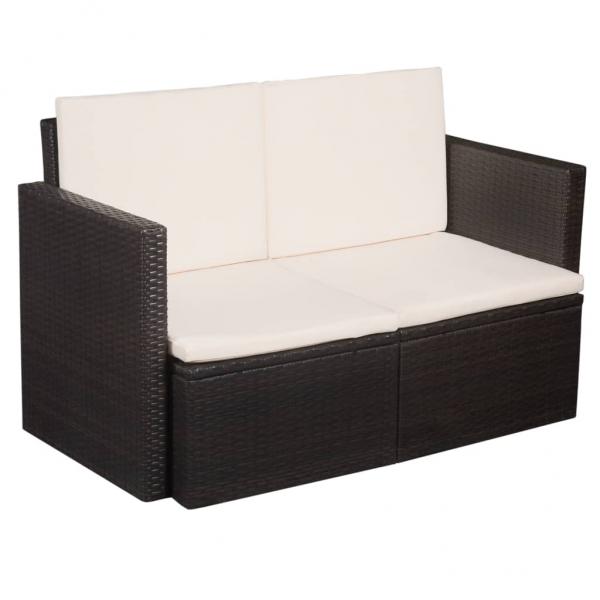 ARDEBO.de - 2-Sitzer-Gartensofa mit Auflagen Braun Poly Rattan